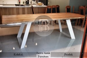 Meja Kayu Solid Kaki Besi Minimalis Modern Discount Sale BA 326