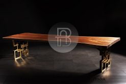 Meja Kayu Solid Mewah Stainless Steel Luxury Candy Color BA-341