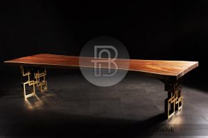 Meja Kayu Solid Mewah Stainless Steel Luxury Candy Color BA 341