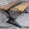 Meja Kayu Solid Trembesi Expocy Table Elegant Industrial Style BA-349.2