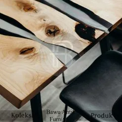 Meja Kayu Solid Trembesi Expocy Table Industrial Style BA-352.1