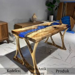 Meja Kayu Solid Trembesi Modern Futuristic Expocy Combine BA-338