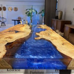 Meja Kayu Solid Trembesi Modern Futuristic Expocy Combine BA-338.1