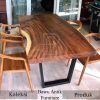 Meja Makan Kayu Trembesi Kaki Besi Industrialis Model BA-358