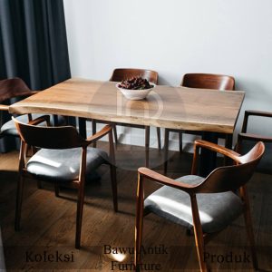 Meja Solid Trembesi Desain Meja Makan Vintage Minimalis BA 354