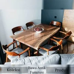 Meja Solid Trembesi Desain Meja Makan Vintage Minimalis BA-354.1