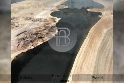 Meja Trembesi Resin Industrial Expocy Table Iron Foot BA-350.1