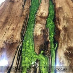 Meja Trembesi Resin Kaki Stainless Kayu Utuh Greatest BA-336.1