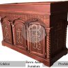 Model Meja Altar Katolik Ukiran Salib Natural Rose Wood BA-316.1