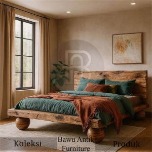 Tempat Tidur Kayu Trembesi Minimalis Classic Rustic Style BA 306