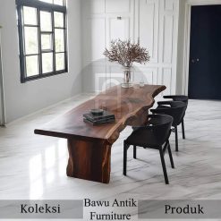 Meja Kayu Solid Trembesi Natural Dark New Bawu Antik Furniture BA-398