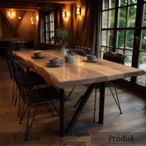 Meja Kayu Trembesi Industrial Model Simple Minimalis BA 399