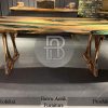 Meja Kayu Trembesi Mewah Table Epoxy Golden Candy Stainless BA-380.1