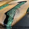 Meja Kayu Trembesi Mewah Table Epoxy Golden Candy Stainless BA-380.2