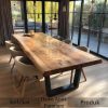 Meja Makan Trembesi Live Edge Kayu Solid Iron Legs BA-396