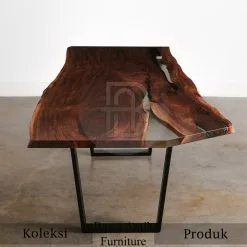 Meja Resin Kayu Trembesi Solid New Industrialis Desain BA-425.1