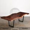 Meja Solid Kayu Trembesi Live Edge Natural Walnut Color BA-424