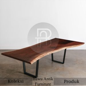 Meja Trembesi Solid Surface Kaki Besi New Industrial Model BA 421