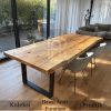 Meja makan trembesi live edge kayu solid iron legs BA-396.1