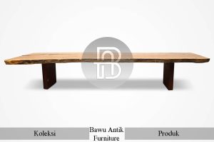Meja Kayu Solid Trembesi Live Edge Natural Big Size BA 468