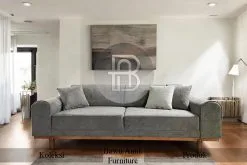 Sofa Tamu Minimalis Ash Grey Rangka Kayu Jati Berkualitas BA-482