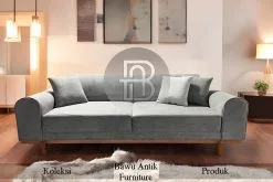 Sofa Tamu Minimalis Ash Grey Rangka Kayu Jati Berkualitas BA-482.1