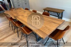 Meja Jati Solid Jepara Ukuran Jumbo Kayu Berkualitas Live Edge Design BA-491