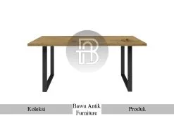 Meja Kantor Kayu Solid Kaki Besi Minimalis Modern Cantik BA-544