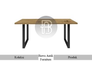 Meja Kantor Kayu Solid Kaki Besi Minimalis Modern Cantik BA 544