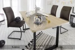 Meja Kantor Kayu Solid Kaki Besi Minimalis Modern Cantik BA-544.1