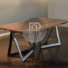 Meja Kayu Solid Jati Industrial 2 Slab BA-528