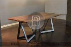 Meja Kayu Solid Jati Industrial 2 Slab BA-528