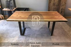 Meja Kayu Solid Sisi Alami Kayu Trembesi Berkualitas BA-493