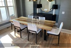 Meja Makan Kayu Solid Trembesi Minimalis Luxury BA-495