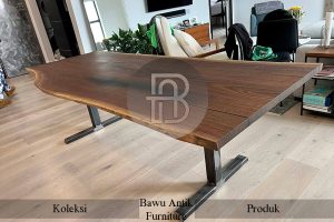 Meja Makan Kayu Suar Solid Minimalis Industrial Design BA 489