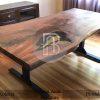 Meja Makan Kayu Suar Solid Minimalis Industrial Design BA-489.1