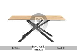 Meja Solid Kayu Jati Industrial Model Kaki Silang BA-548