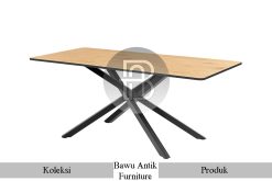 Meja Solid Kayu Jati Industrial Model Kaki Silang BA-548.1