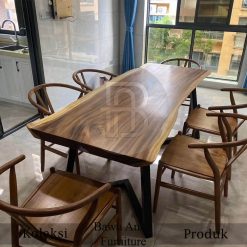 Meja Solid Kayu Trembesi Live Edge Design BA-531
