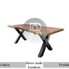 Model Meja Kayu Solid Kaki Besi Silang Minimalist Tables BA-546
