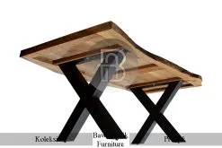 Model Meja Kayu Solid Kaki Besi Silang Minimalist Tables BA-546.1