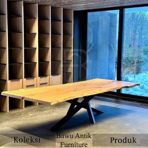 Desain Meja Kayu Trembesi Solid Live Edge Single Slab BA 578