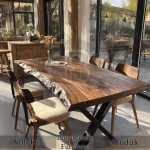 Harga Meja Trembesi Kayu Solid Utuh Industrialis Style BA 598