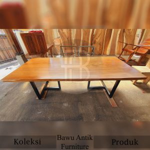 Meja Kayu Solid Jati Single Slab Natural Walnut BA 575