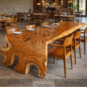 Meja Kayu Trembesi Waterfall Style Kayu Utuh Berkualitas BA 593