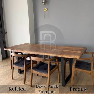 Meja Makan Solid Trembesi Kursi Jati Hiroshima BA 595