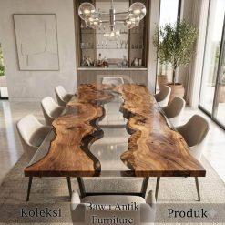 Meja Kayu Solid Jepara Desain Epoxy Table Minimalist Modern BA-624