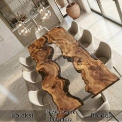Meja Kayu Solid Jepara Desain Epoxy Table Minimalist Modern BA-624.1