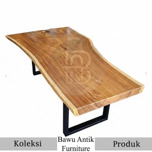 Meja Makan Kayu Solid Trembesi Industrial Design BA 609