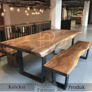 Meja Makan Kayu Solid Trembesi Industrial Interior Design BA 623